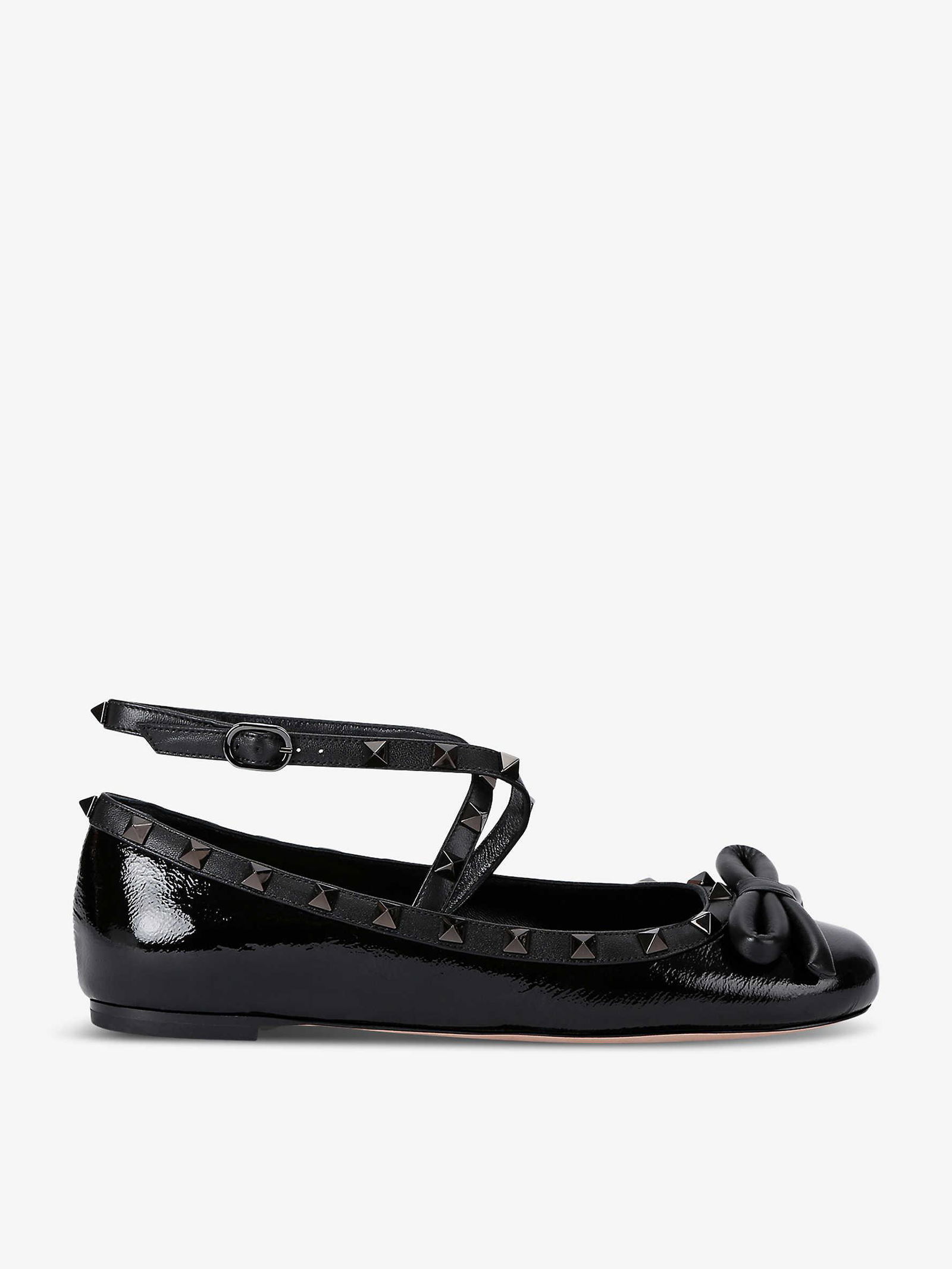 VALENTINO GARAVANI Rockstud Bow-Embellished Crossover-Strap Leather ...