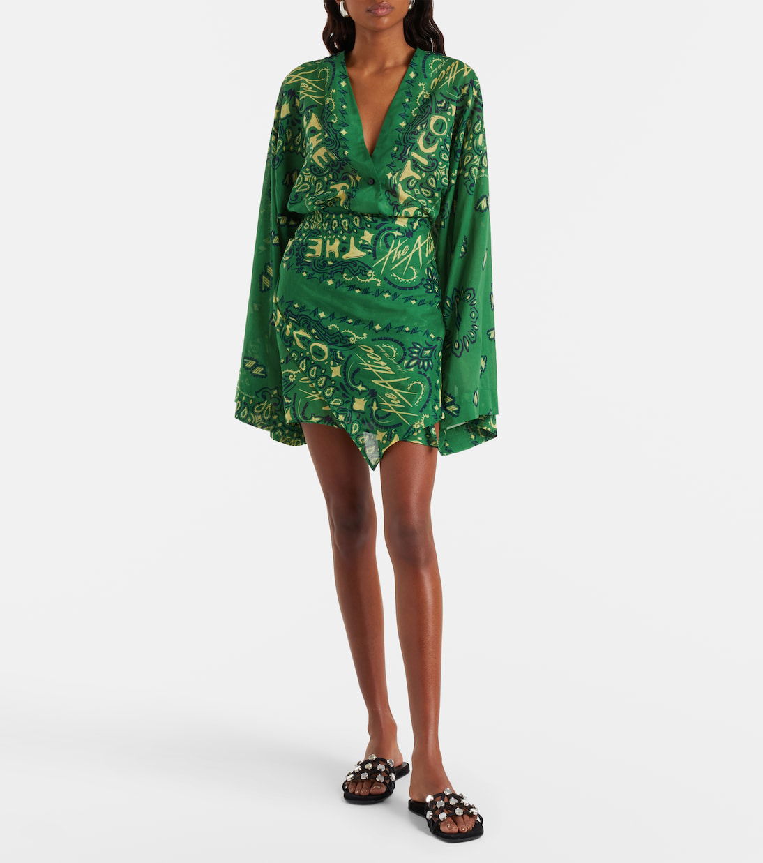 green bandana dress The Attico Cotton Muslin Minidress Women's dresses