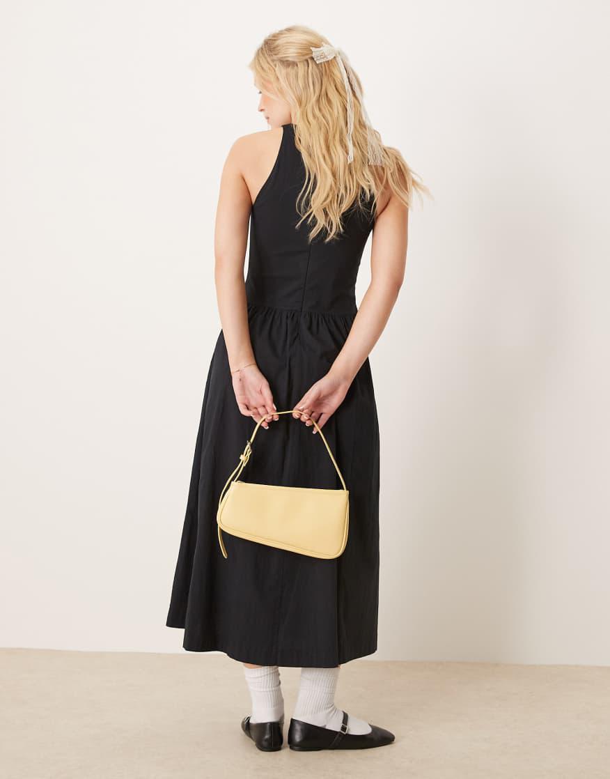 ABERCROMBIE + FITCH High Neck Drop Waist Midi Dress | endource