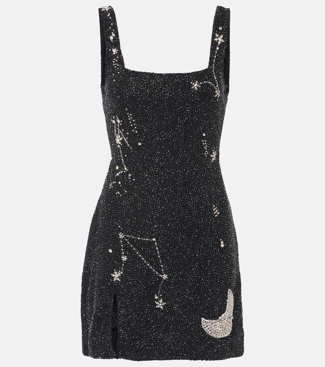 staud mini beaded dress Minidress Pleated Ruffle Dress Black collection:under-100-denim-drive-2023 Dry clean Size:8 ½ E