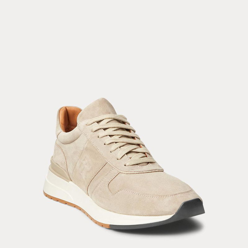 RALPH LAUREN PURPLE LABEL Ethan Calf-Suede Trainer | Endource