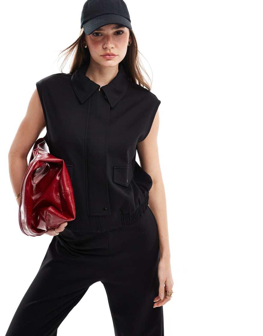 MANGO Utility Co-Ord Waistcoat in BLACK | endource