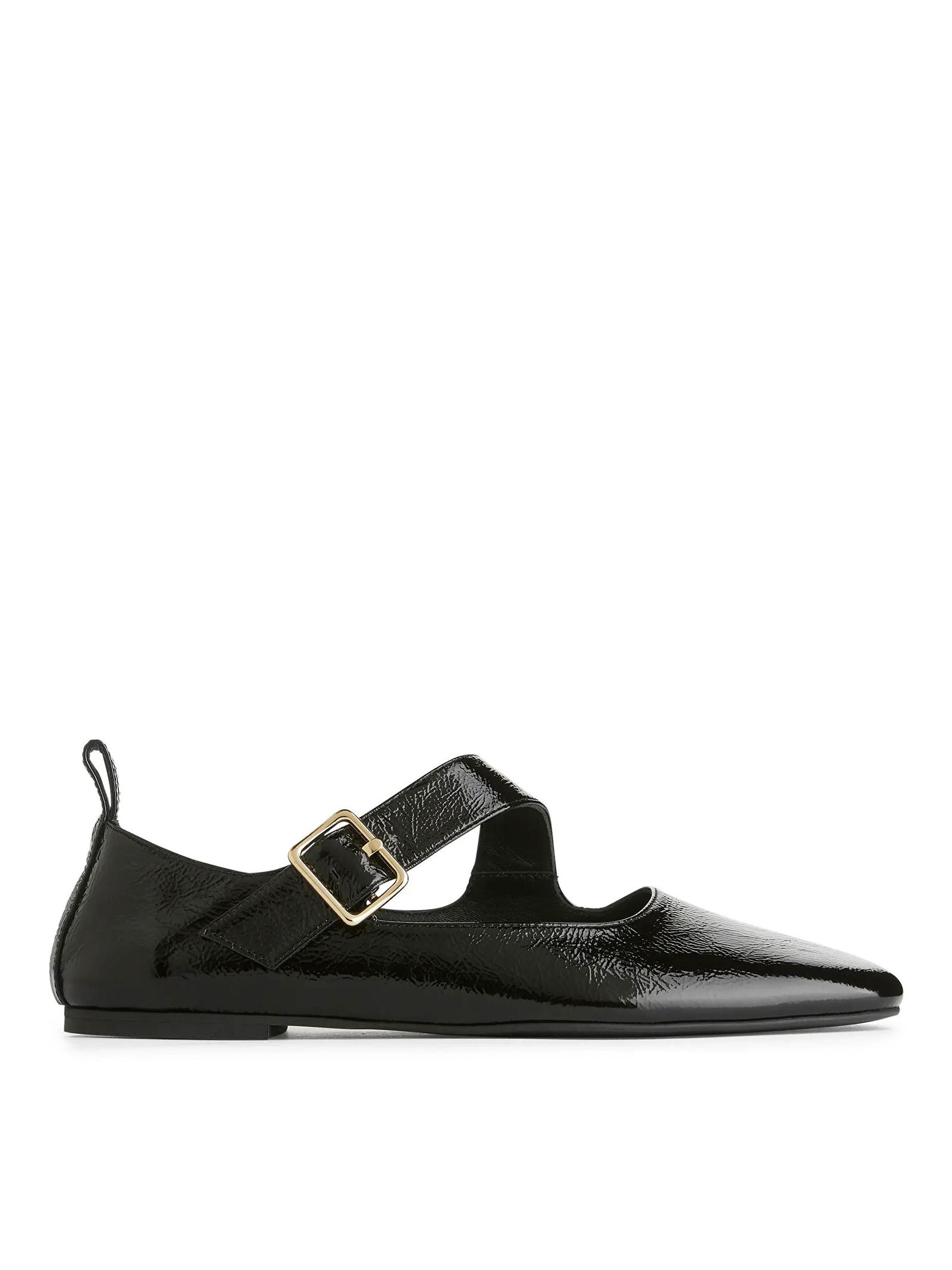 ARKET Mary Jane Leather Ballet Flats in Black | Endource