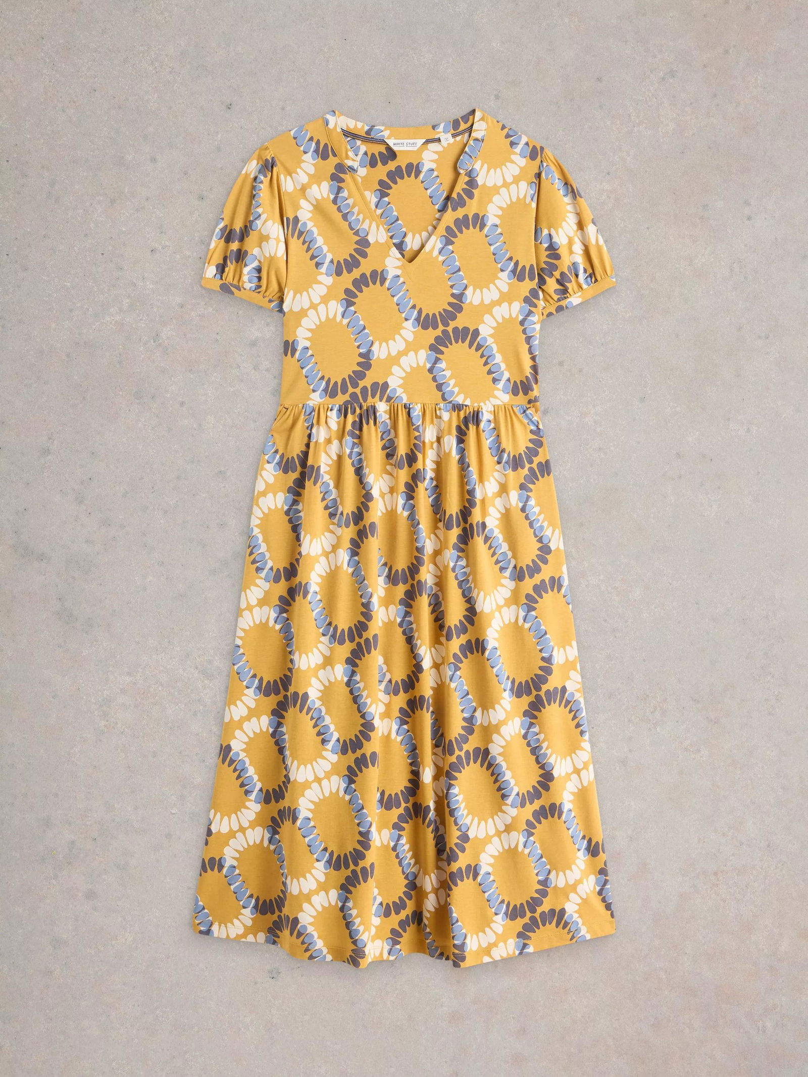 WHITE STUFF Leah Organic Blend Dress in Yellow/Multi endource