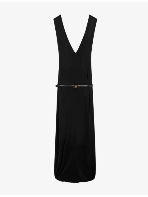 loewe open back dress Draped open-back silk midi dress in black - Loewe