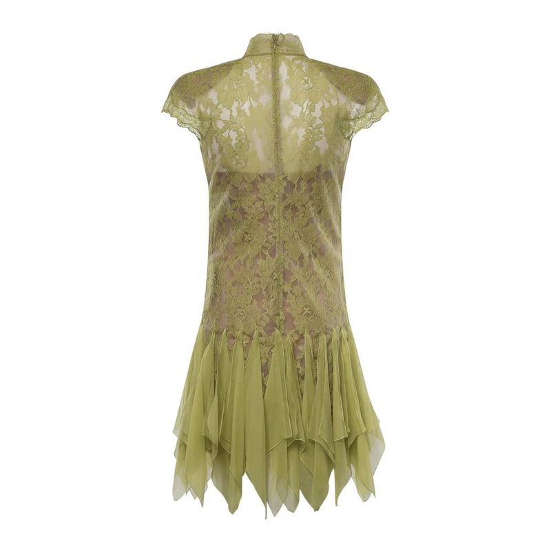 valentino green lace dress ZAPAKA Women Sage Green One Shoulder Wedding Guest Dress Sheath Print Floral Long Formal Dress with Cape, Sage / US14