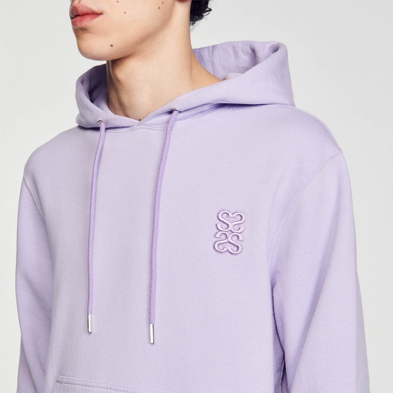 Purple SANDRO hoodie with embroidered logo