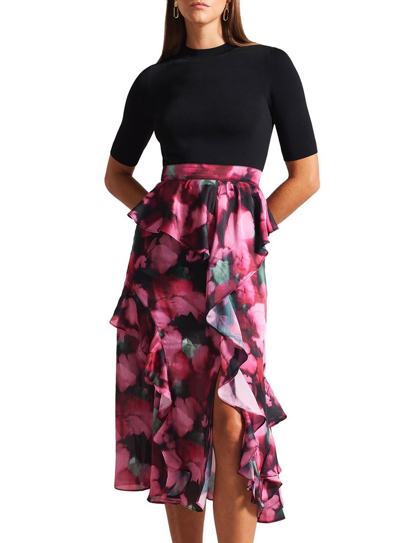 TED BAKER Darciia Fitted Knit Bodice Dress | endource