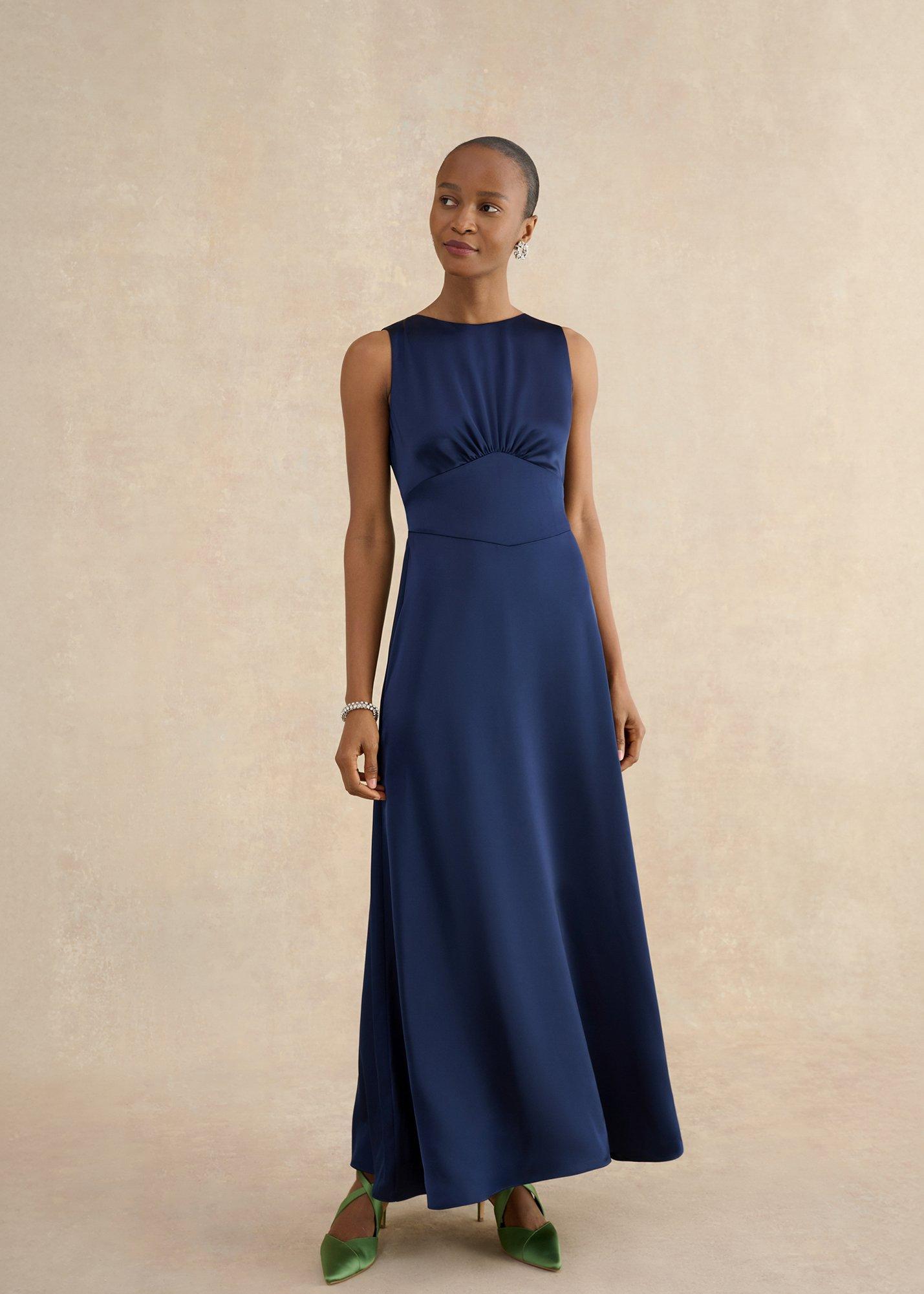hobbs jemma satin empire line maxi dress Hobbs Jemma Satin Empire Line Maxi Dress, Midnight Navy