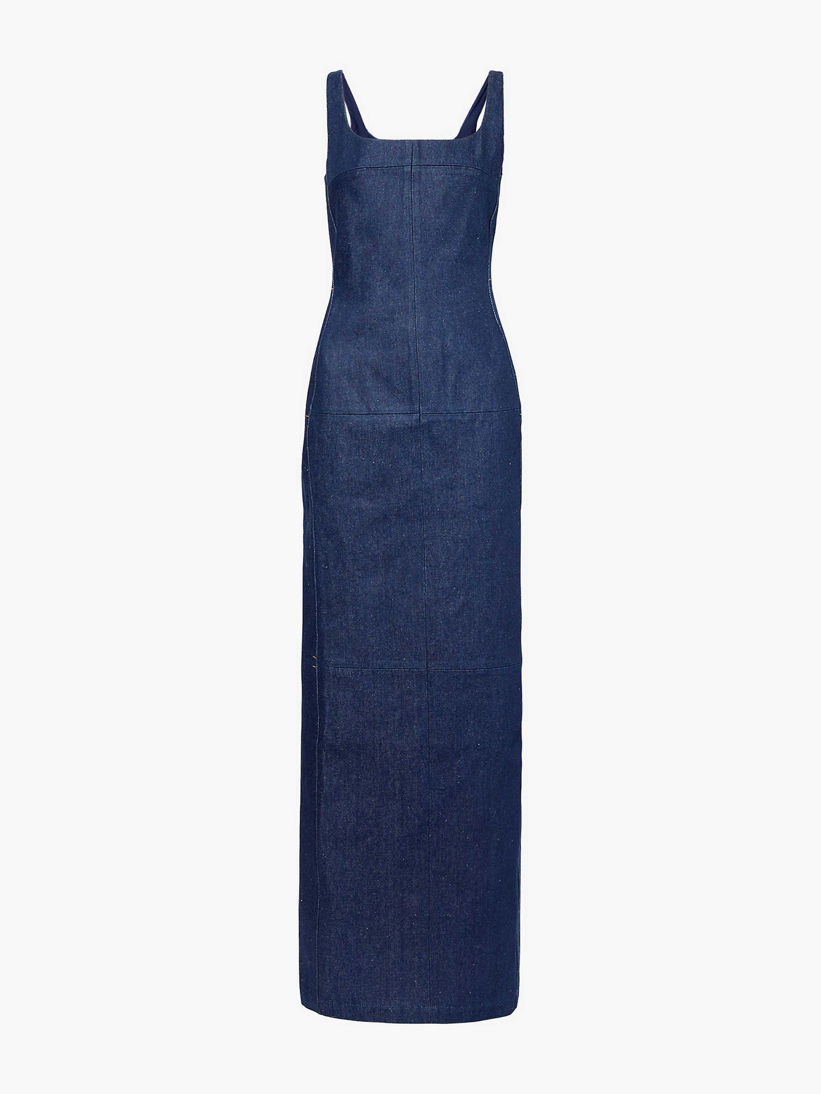 Pansy Scoop Neck Flounce Hem Maxi Dress Denim