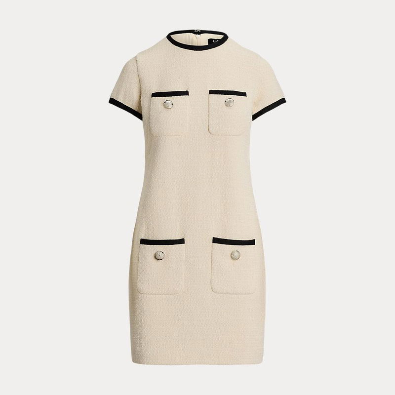 ralph lauren beige dress Ralph Lauren Melena Floral Wool-silk Dress - Womens - Vanilla Multi
