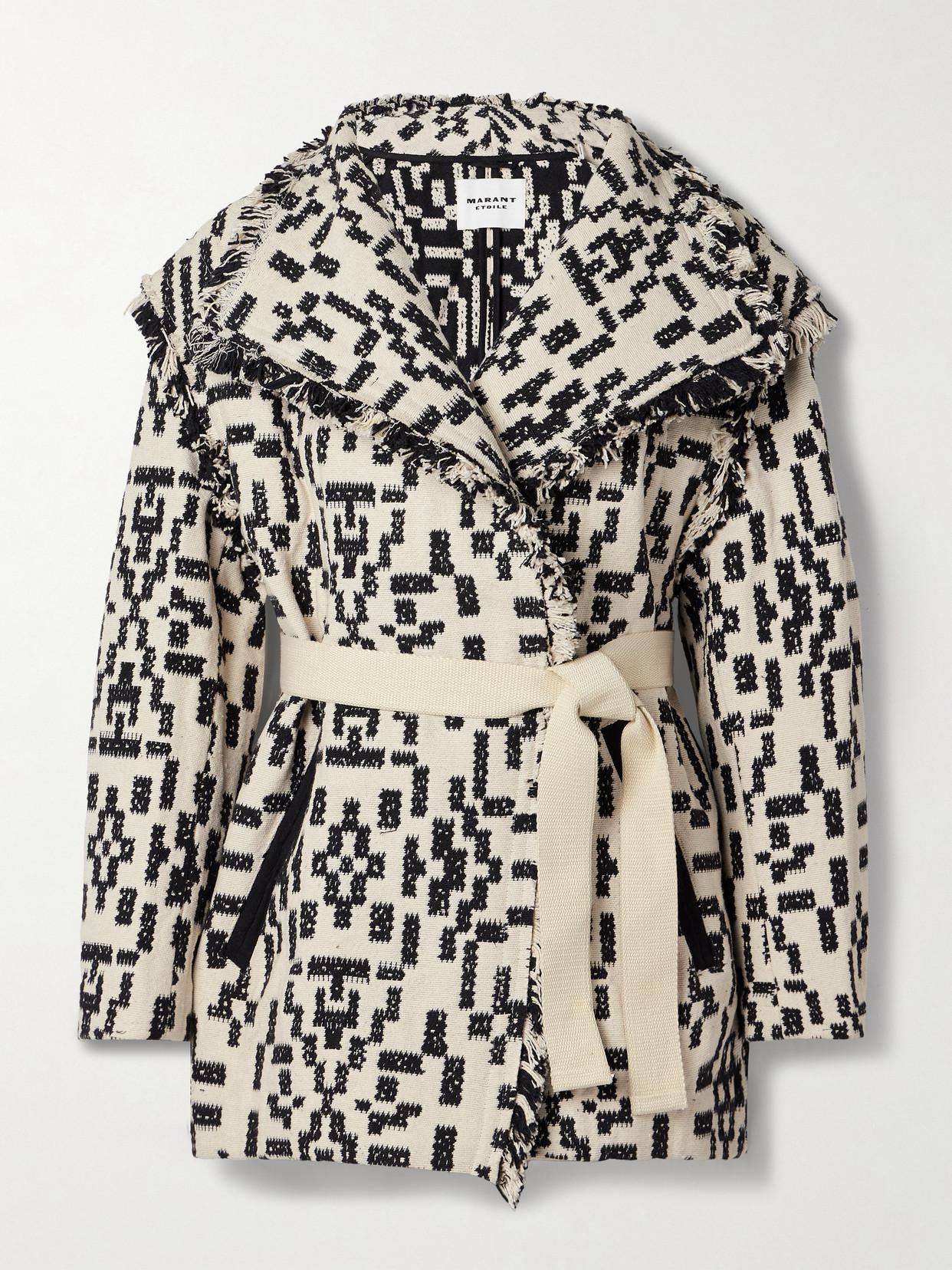 MARANT ÉTOILE Faith Convertible Belted Frayed Jacquard Jacket