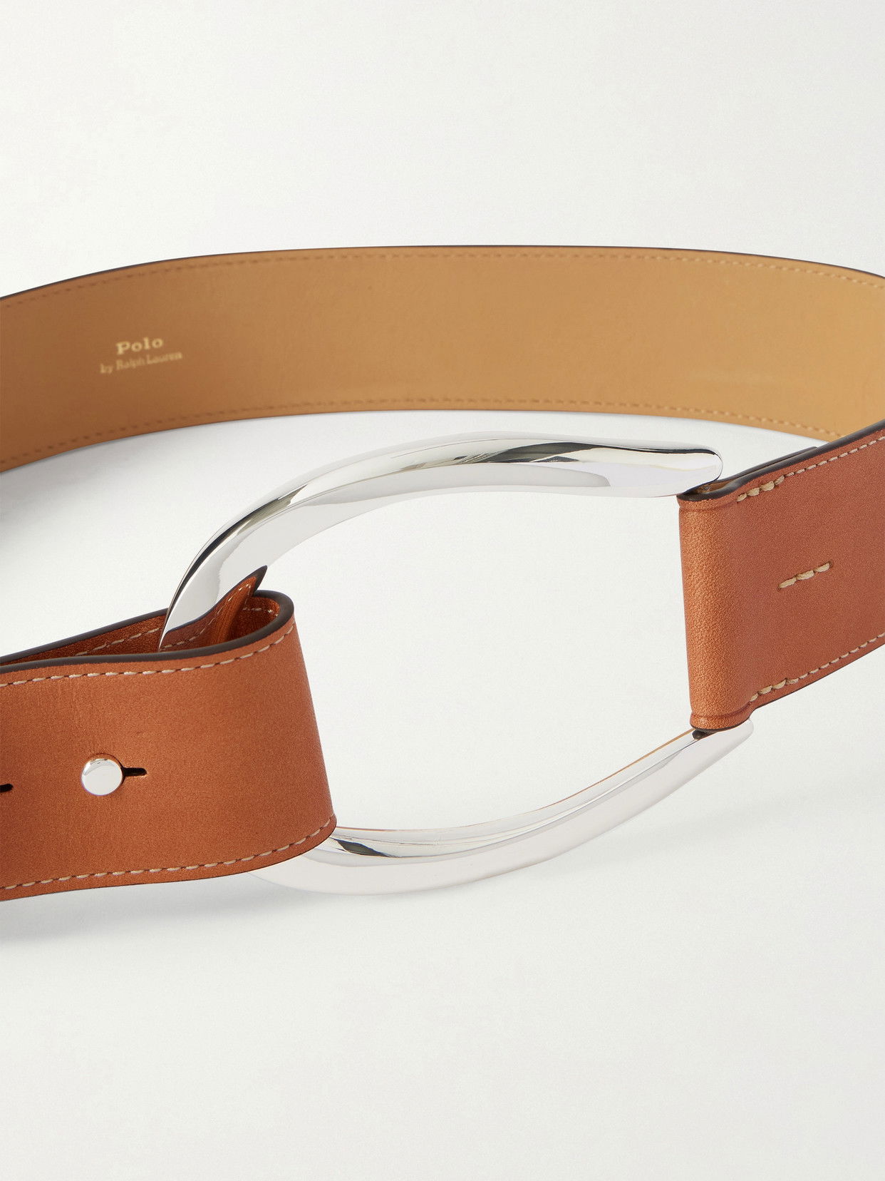Ralph Lauren Polo Jeans brown leather belt O-ring clasp with signature Ralph Lauren Collection Tooled-Buckle Pebbled Calfskin  main image 4