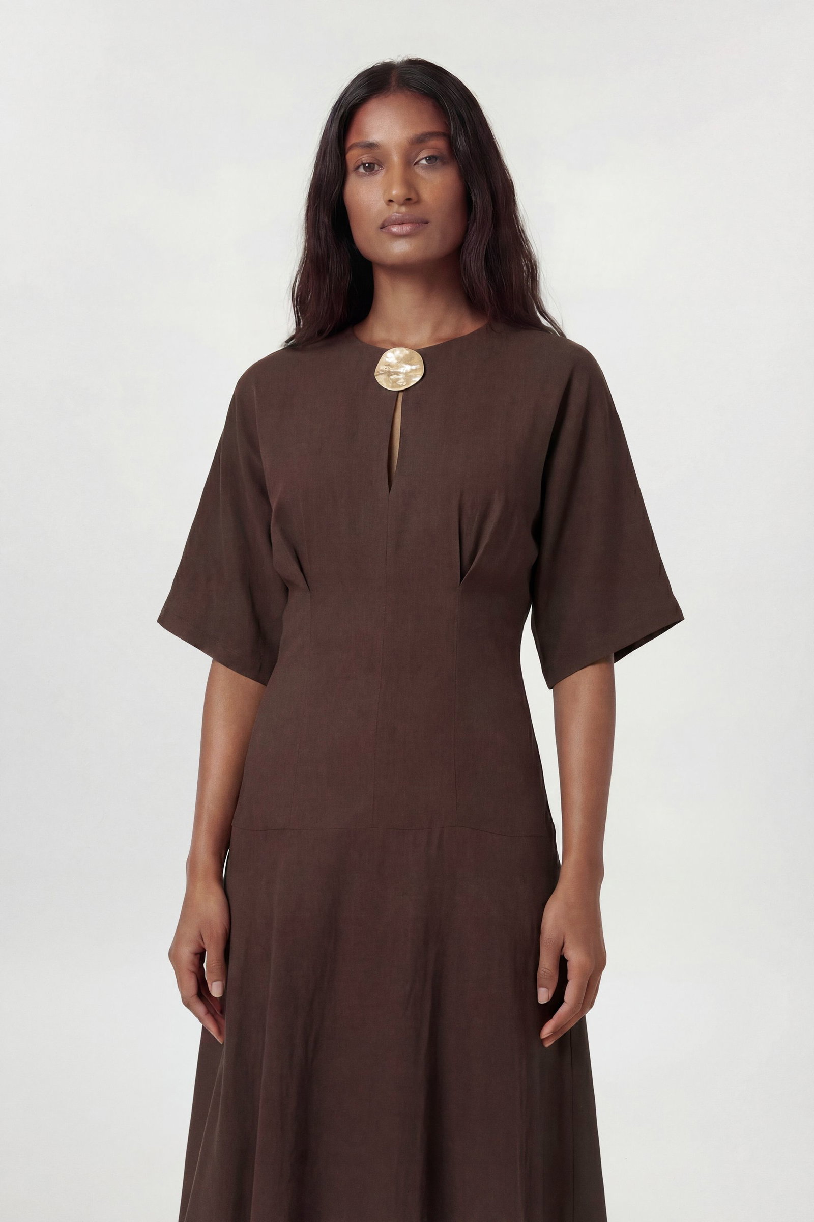 KAREN MILLEN Cupro Touch Drop Waist Midi Dress | endource