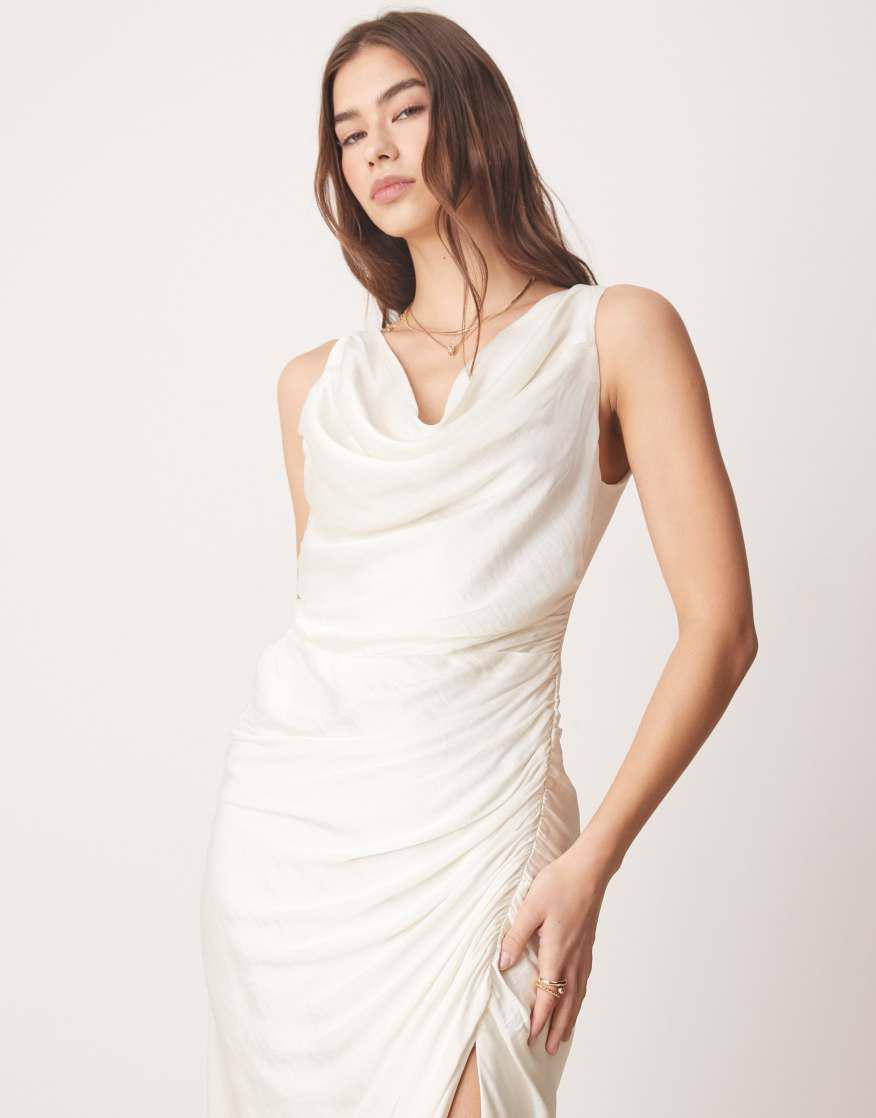 cowl neck draped maxi dress abercrombie Women's Cowl Neck Draped Maxi Dress in Sunny Yellow | Size XXS TALL
