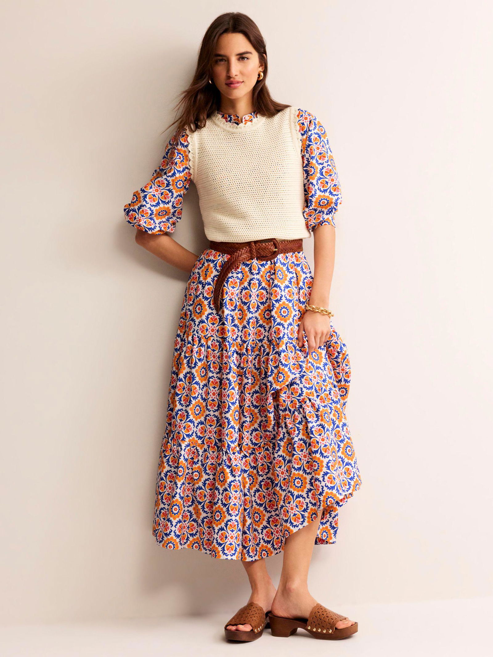 knee length dresses for ladies Alba Viscose Maxi Dress-Mazarine Blue, Opulent Paisley main image 0