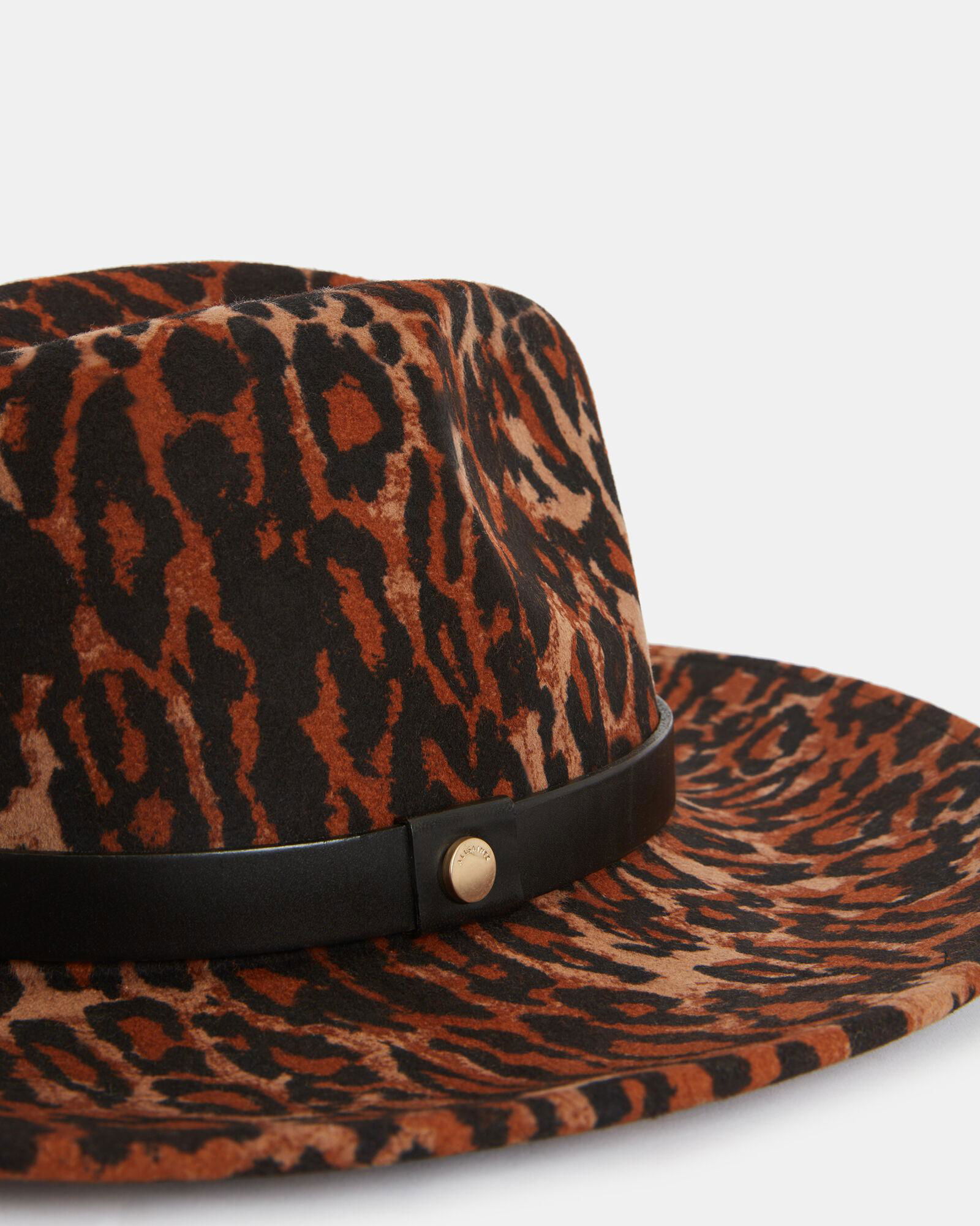 NWT All Saints Logo Rivet Wool And Leather Fedora In Butterscotch ALLSAINTS Matilda Floppy Wool Fedora | endource main image 2