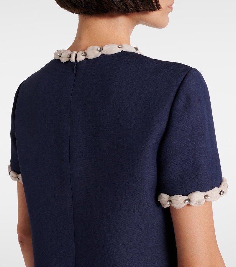 Valentino navy dress with embellished neckline