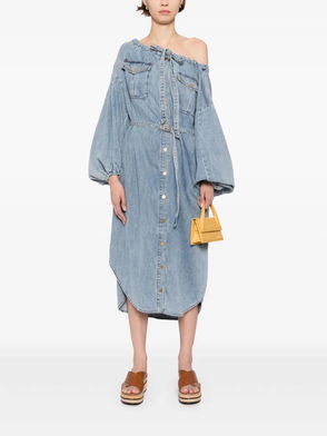 ZIMMERMANN Coco Embellished Embroidered Denim Midi Dress | endource