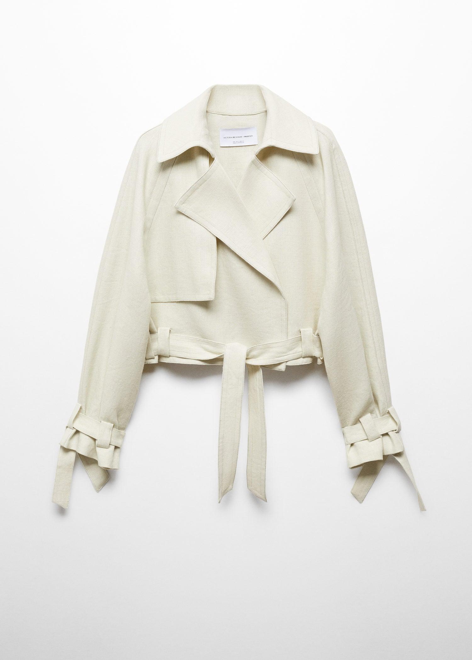 MANGO Mango x Victoria Beckham 100% Linen Cropped Trench Coat