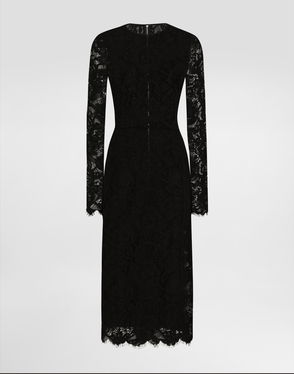 chinese dress ladies Dolce & Gabbana Black Lace Trim Cotton Sheath Midi Dress main image 1