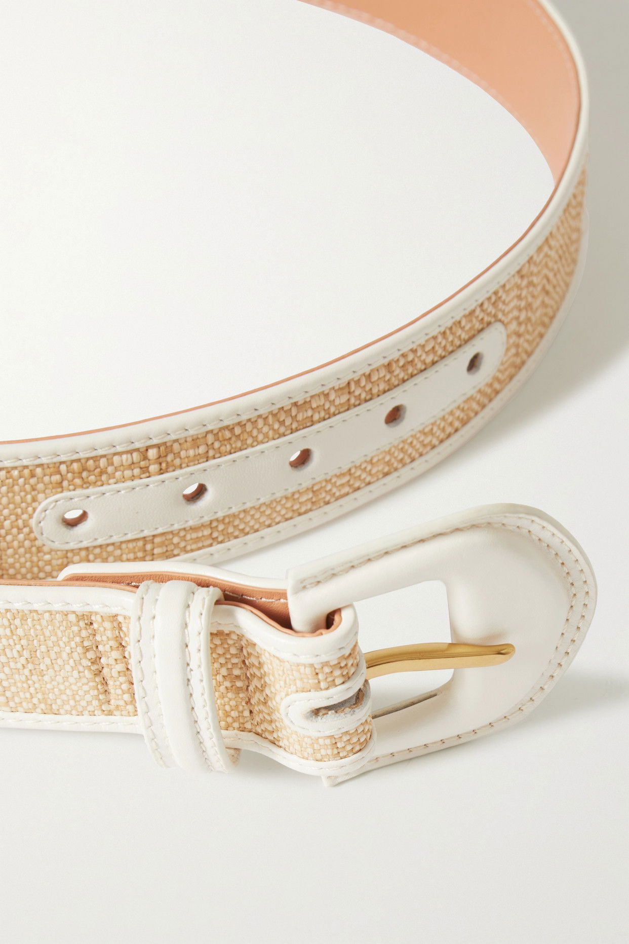 Zimmerman Raffia with Brown Leather Trim belt Zimmermann Two-tone Leather-trimmed Raffia Belt in White | Lyst main image 3