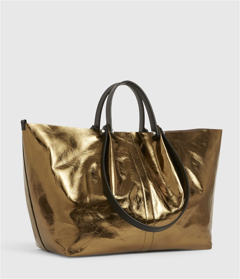 East West large leather tote