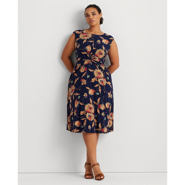 LAUREN RALPH LAUREN Floral Twist-Front Stretch Jersey Dress | endource