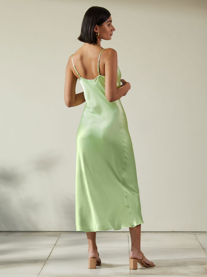 Cowl Neck Satin Midi Dress