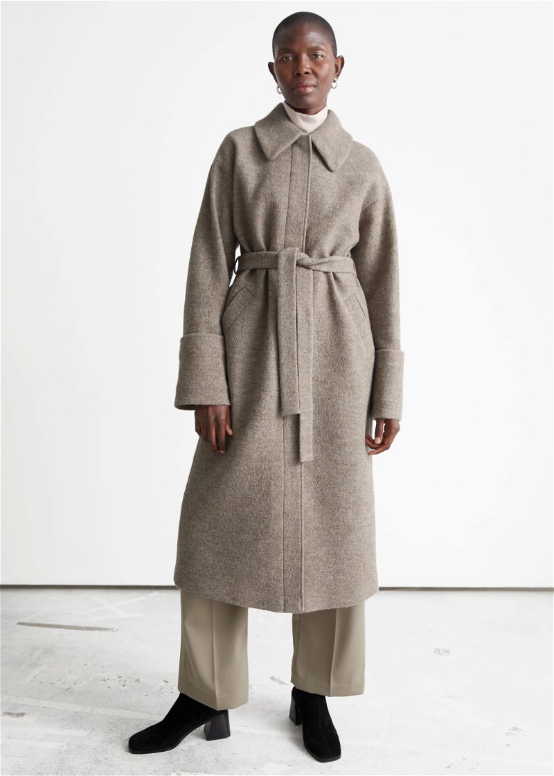 Belted Relaxed Coat with Wool