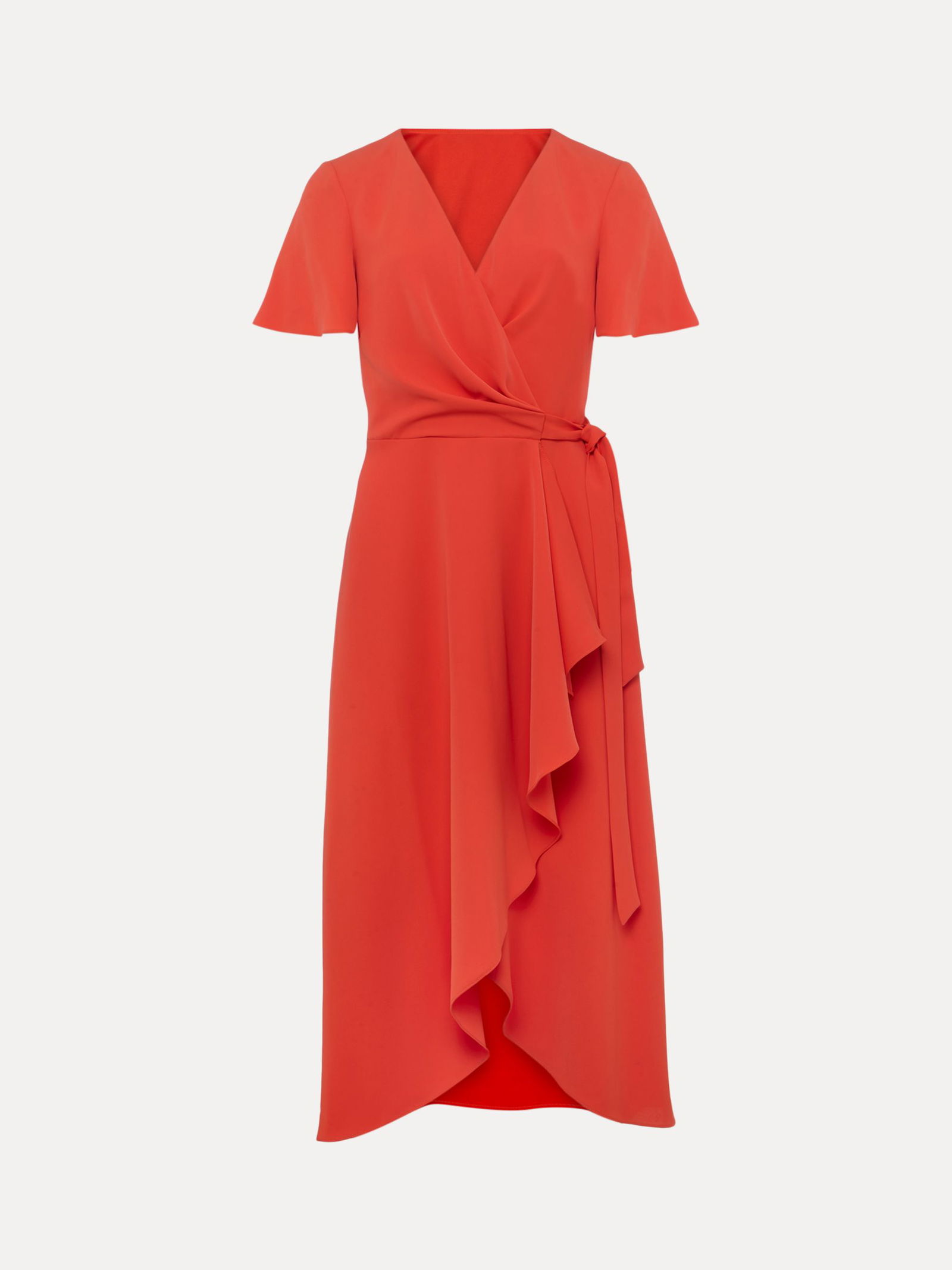 PHASE EIGHT Julissa Ruffle Wrap Midi Dress in Red | endource