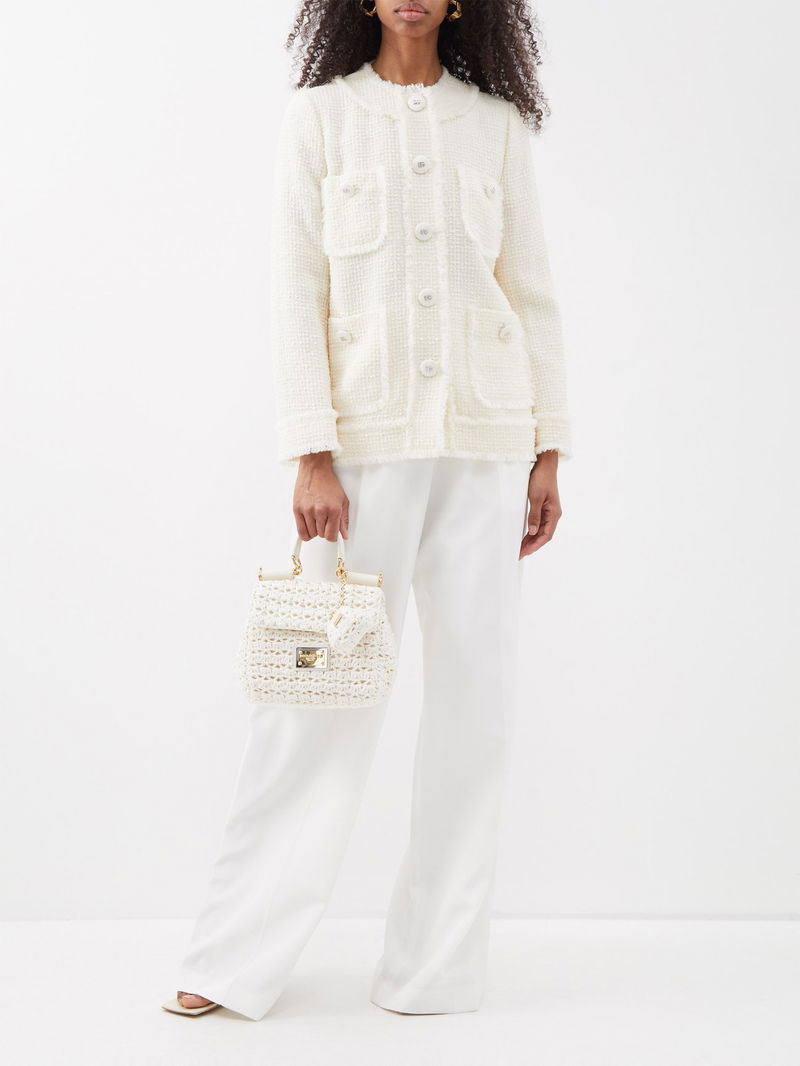 DOLCE GABBANA Sicily Small Crochet-Knit Handbag endource