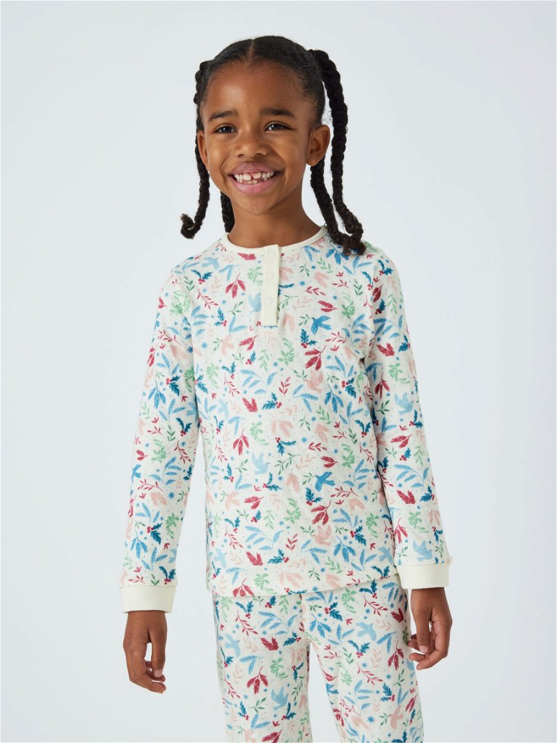 John Lewis Kids' Cotton Ruffle Collar Ditsy Floral Pyjamas, Multi