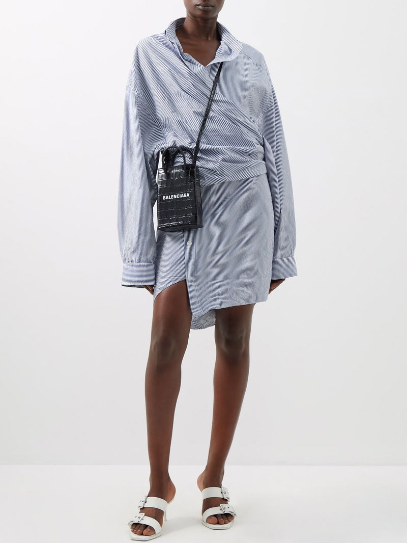 BALENCIAGA Gathered Cotton-Blend Poplin Shirt Dress | endource BALENCIAGA Gathered Cotton-Blend Poplin Shirt Dress | endource
