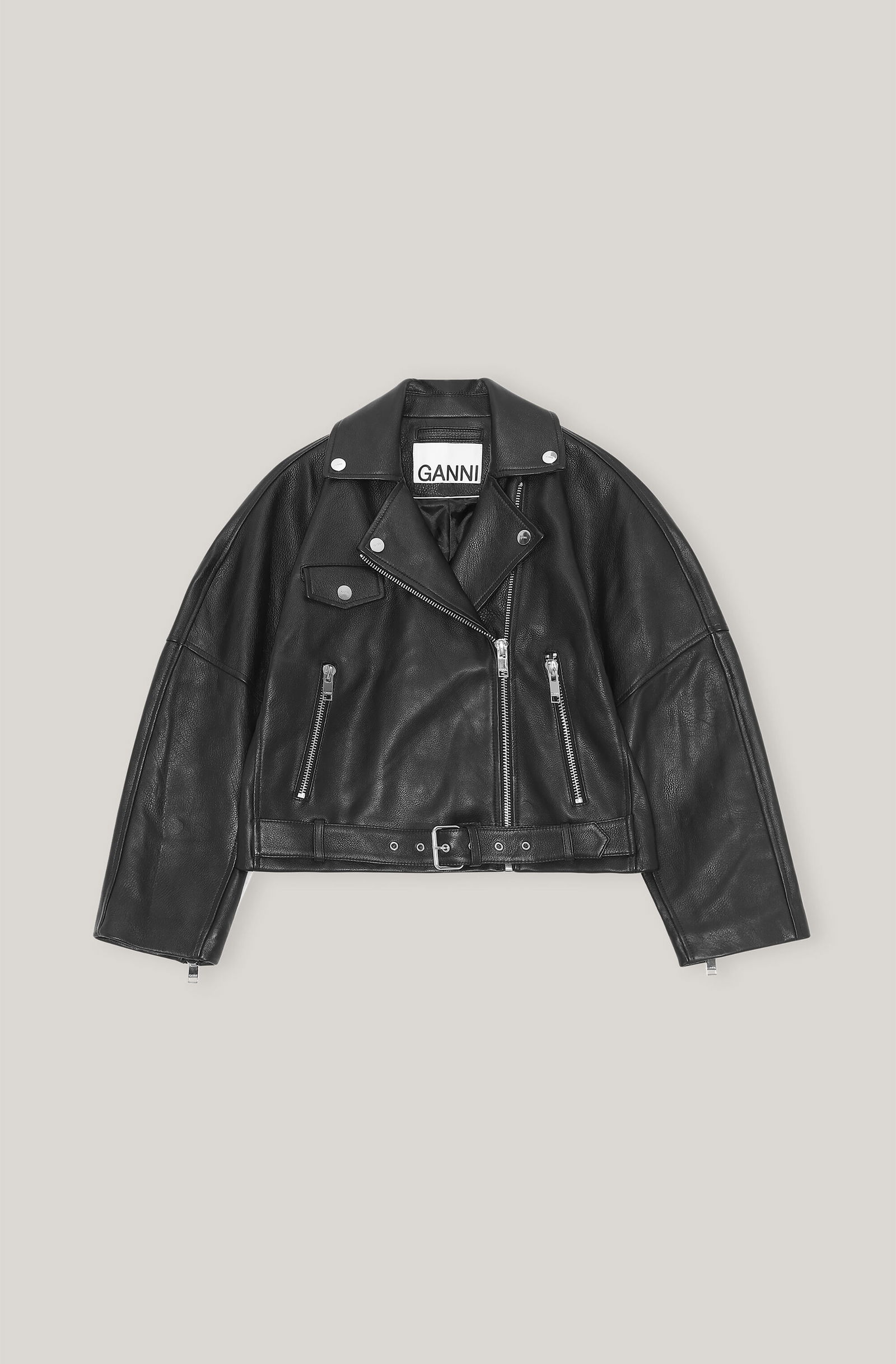 GANNI Grain Leather Short Jacket endource