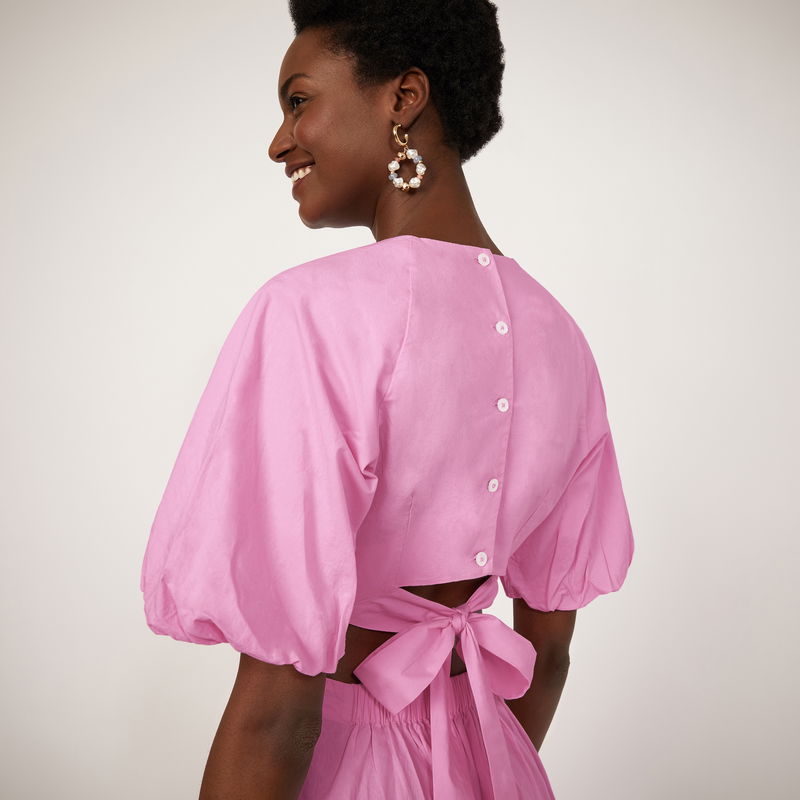 WAREHOUSE Puff Sleeve Cut Out Midi Dress endource