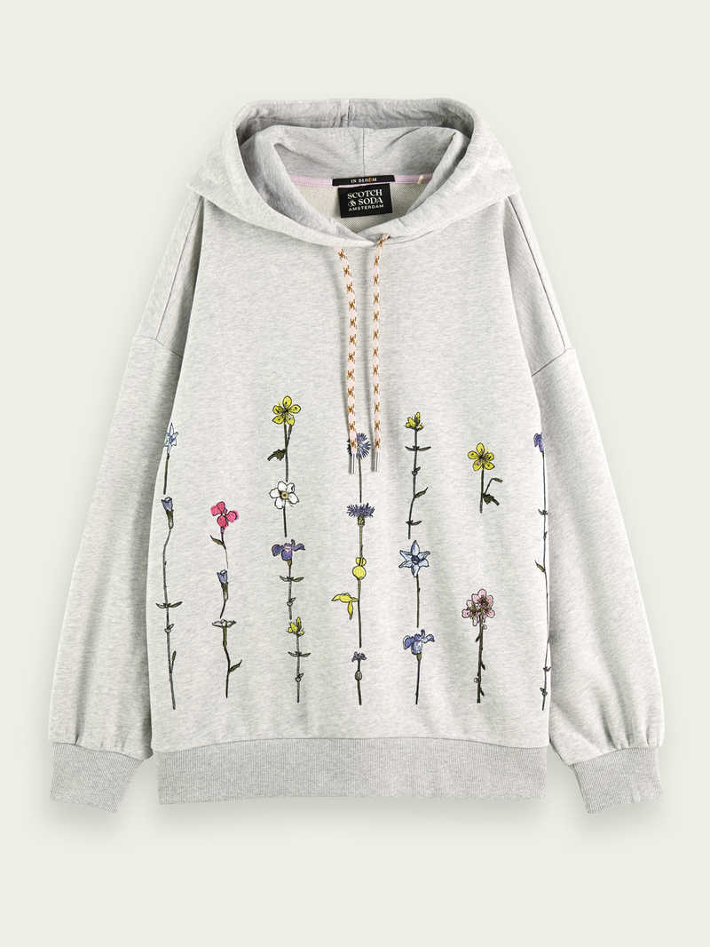 Scotch & Soda - Floral Artwork Hoodie Zen Grey –