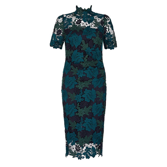 green emerald velvet dress Forest Green Lace Long Dress With V Neck And Lace Up Open Back main image 1