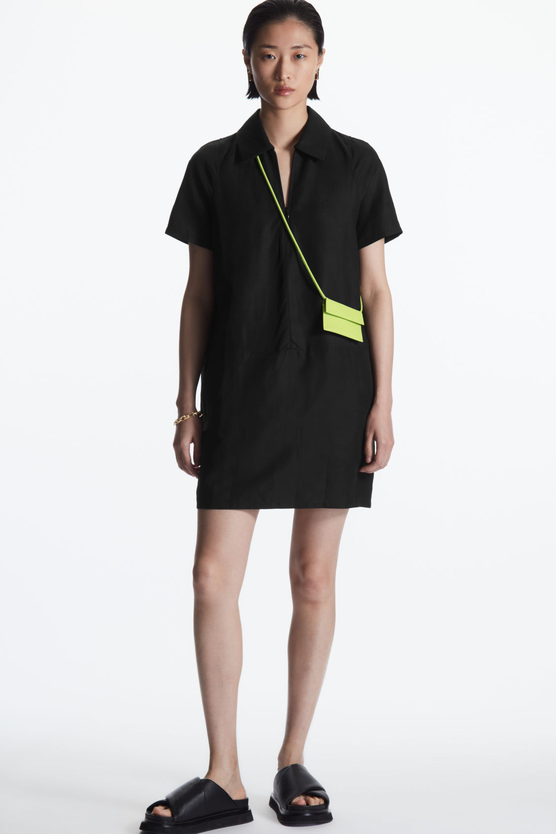 white christmas dresses COS Oversized A-Line Shirt Dress Size AU10 US6 Black, Organic Cotton,