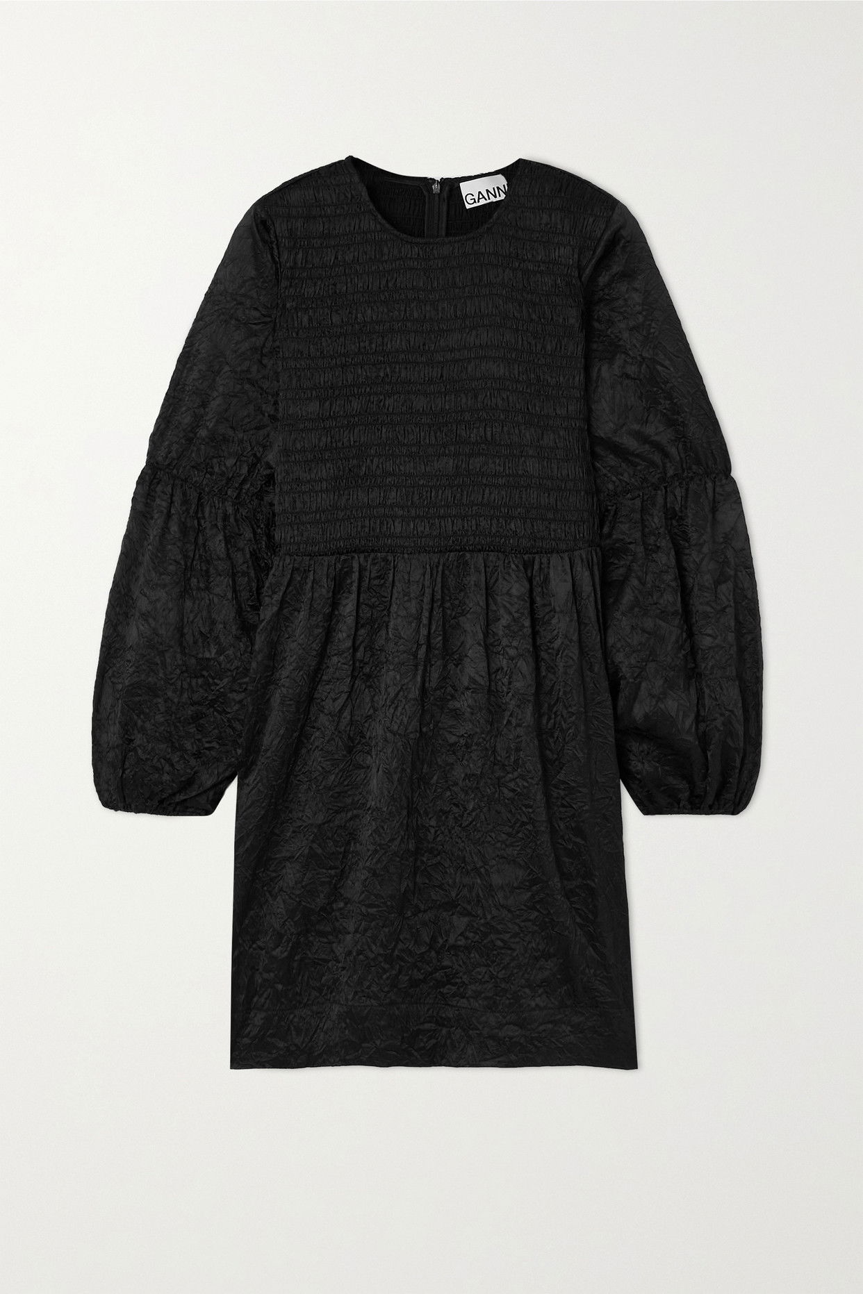 Ganni Metallic Cloque Mini Boxy Dress - Antique Bronze