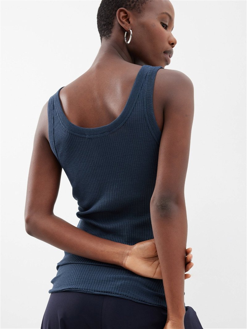 Storm Blue Seamless Tank in Fine Silk Jersey | LEMAIRE