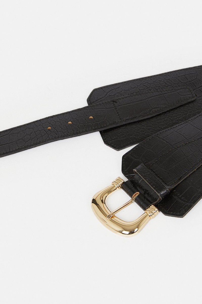 Leather Croc Chunky Waist Belt