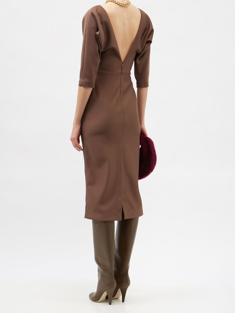 FENDI Logo-Embroidered Piqu-Jersey Midi Dress | endource