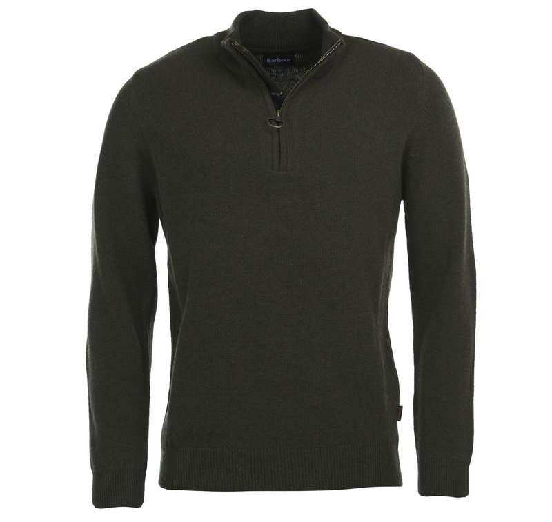 Dark green Barbour quarter-zip knit sweater
