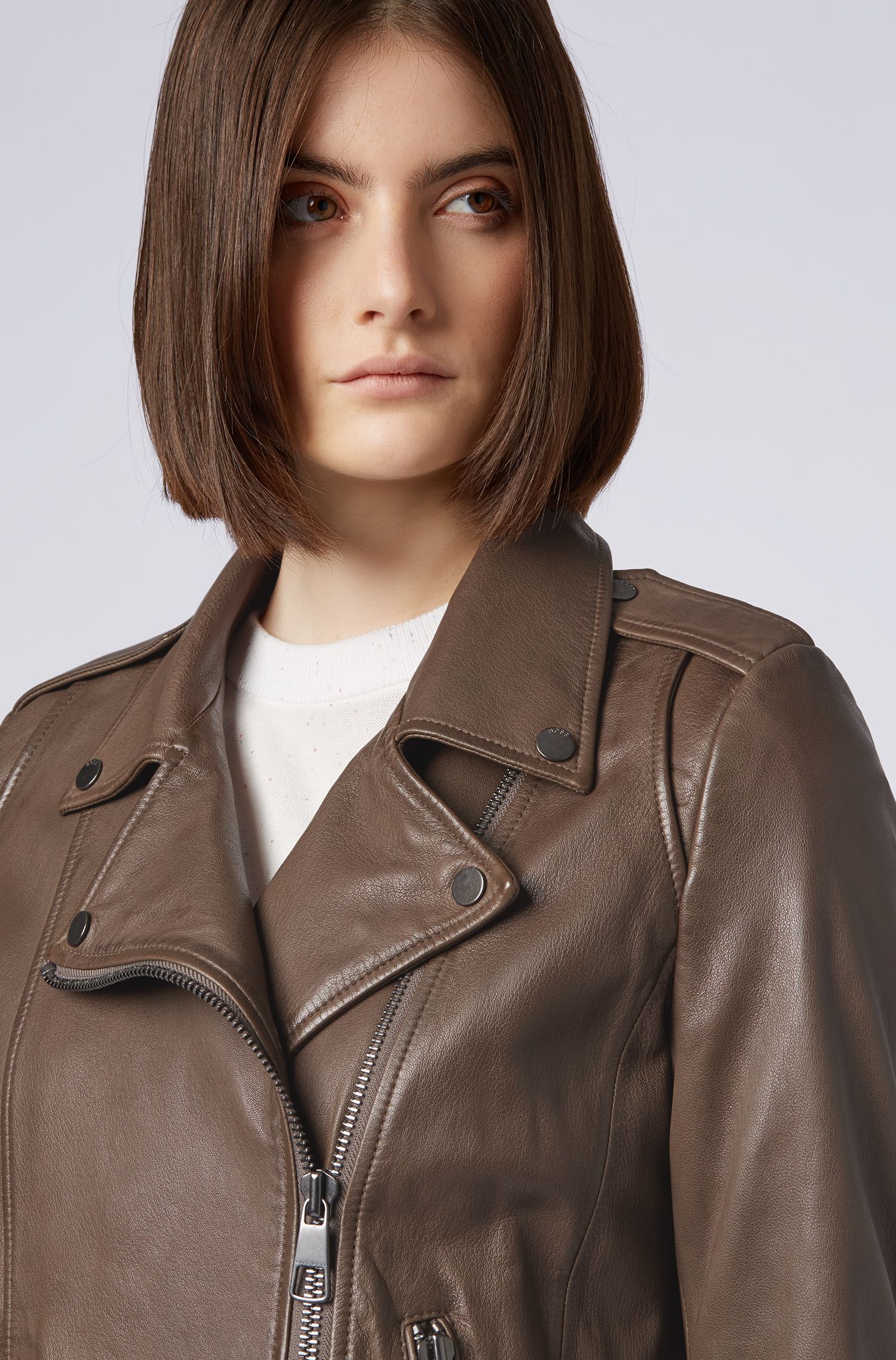 HUGO BOSS Regular-Fit Asymmetric Biker Jacket | endource