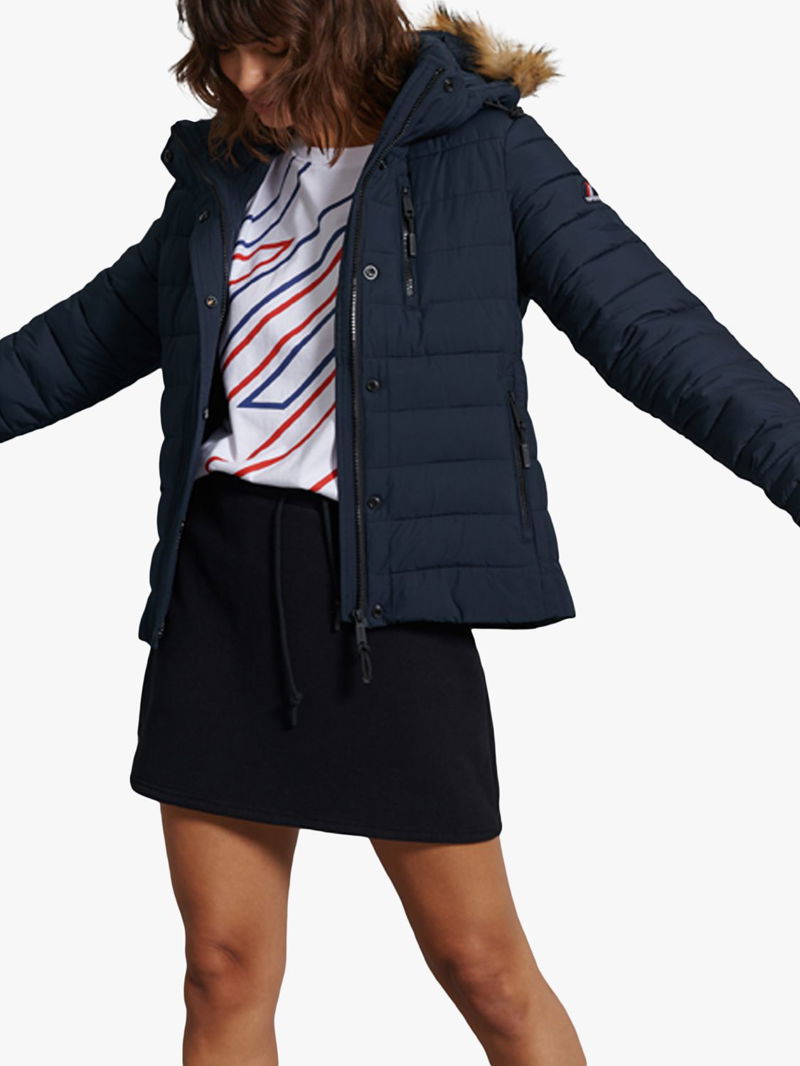 Superdry Hooded Fuji Sport Padded Jacket, Eclipse Navy at John Lewis &  Partners