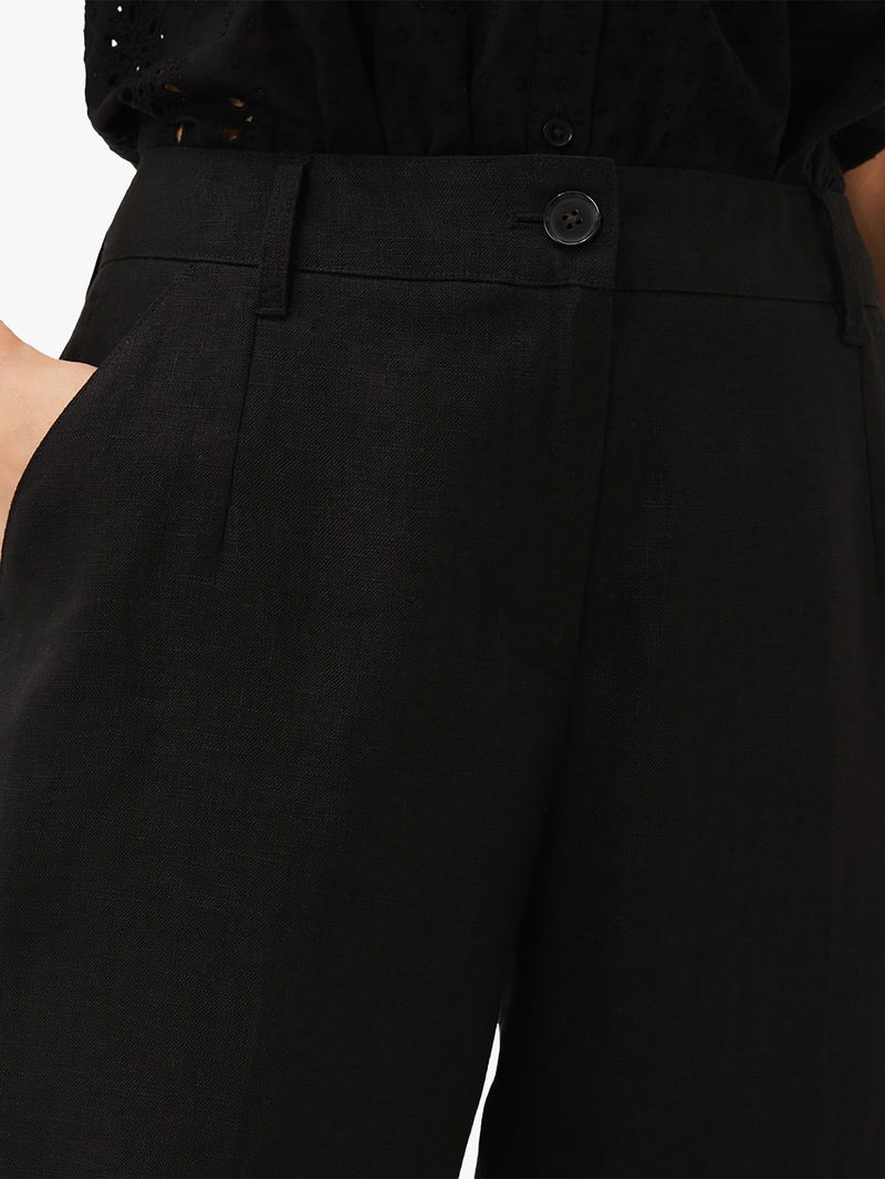 Klarra Black Linen Tapered Trousers