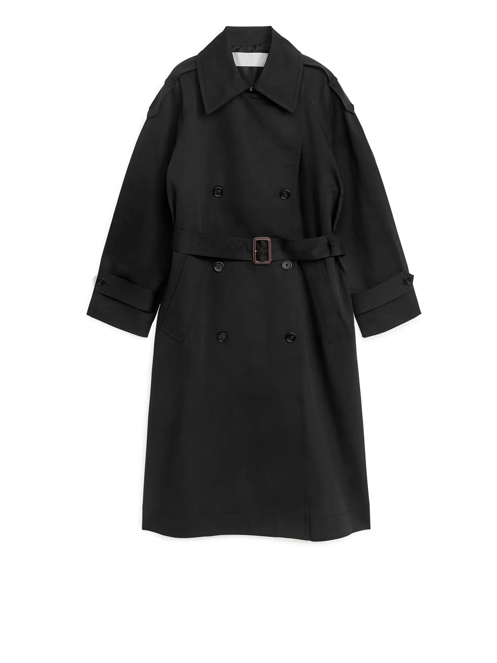 ARKET Linen Cotton Trenchcoat in Black Endource