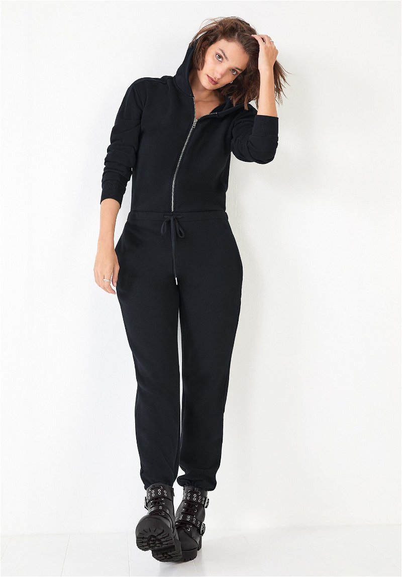 HUSH Colby Hooded Jumpsuit in Black