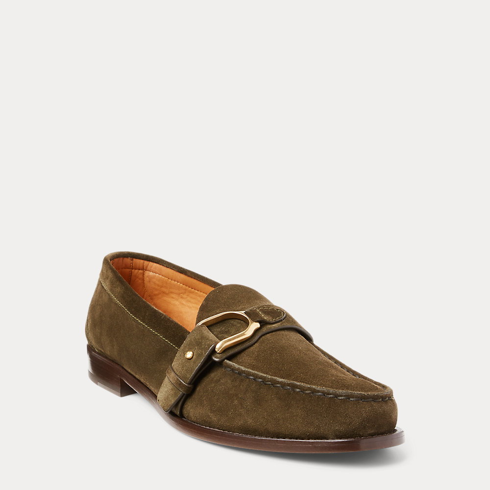 Ralph Lauren Perrin Loafer Mens 9D Olive Calf Suede Italy Stirrup New In Box Welington Perrin Calf-Suede Loafer main image 3